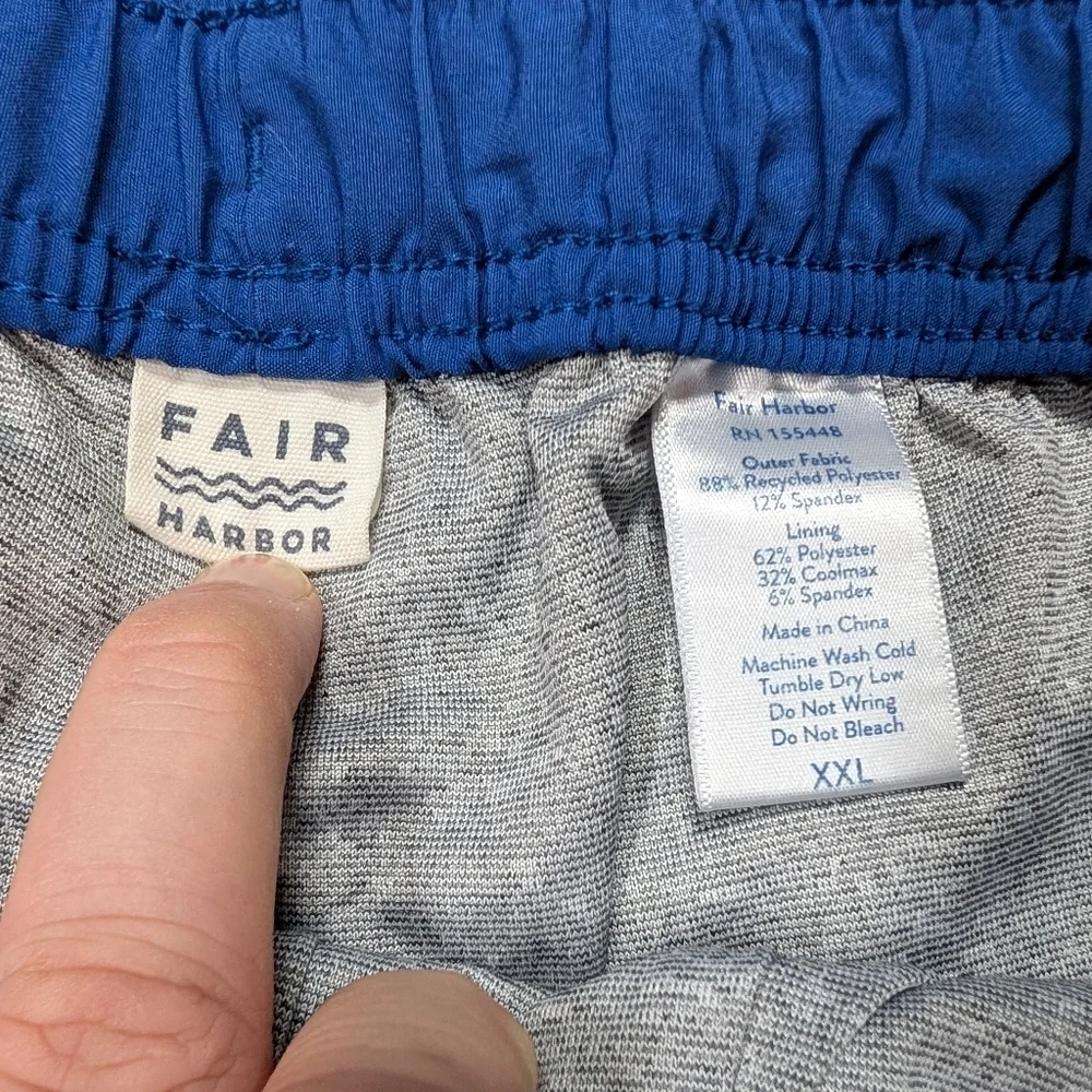 Fair Harbor Shorts Mens XXL Blue Navy Anchor Lined Hybrid Swim Trunks Casual